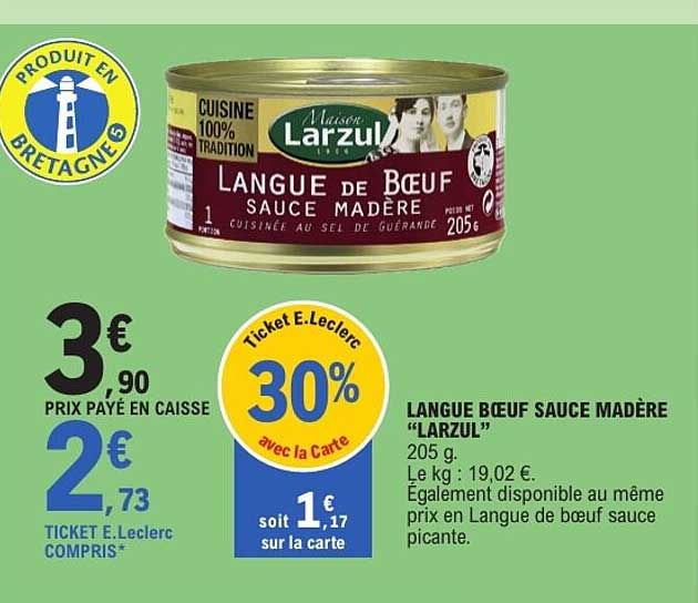 LANGUE BOEUF SAUCE MADERE “LARZUL”