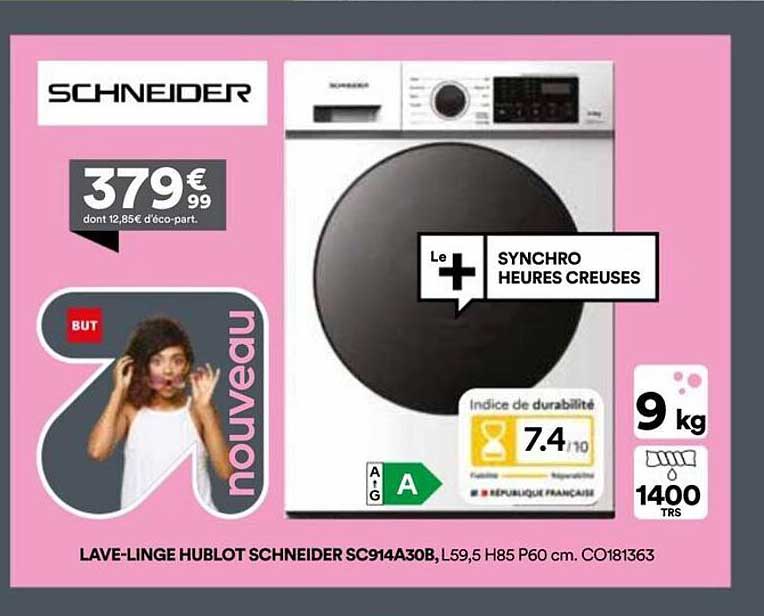 LAVE-LINGE HUBLOT SCHNEIDER SC914A30B, L59,5 H85 P60 cm. C0181363