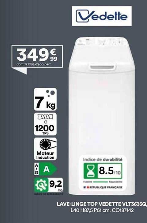 LAVE-LINGE TOP VEDETTE VLT635SQ