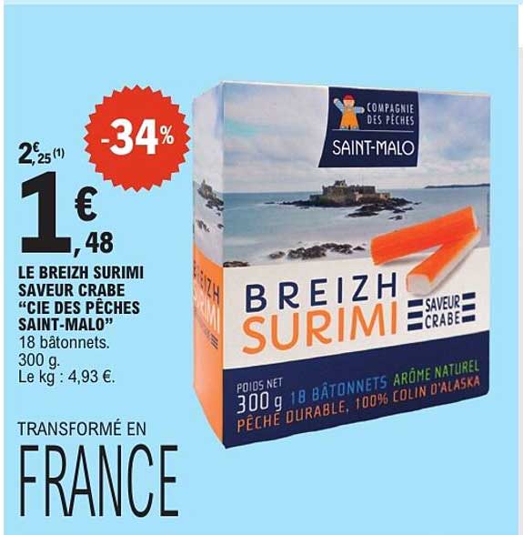 LE BREIZH SURIMI SAVEUR CRABE "CIE DES PÊCHES SAINT-MALO"