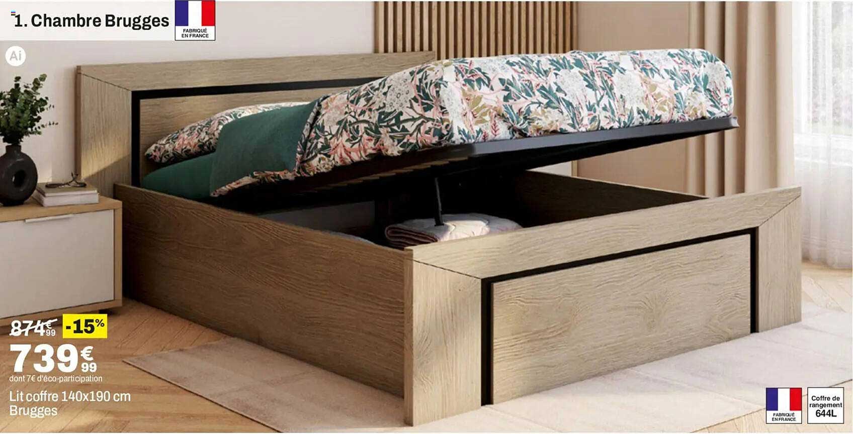 Lit coffre 140x190 cm Brugges