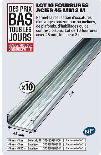 LOT 10 FOURRURES ACIER 45 MM 3 M