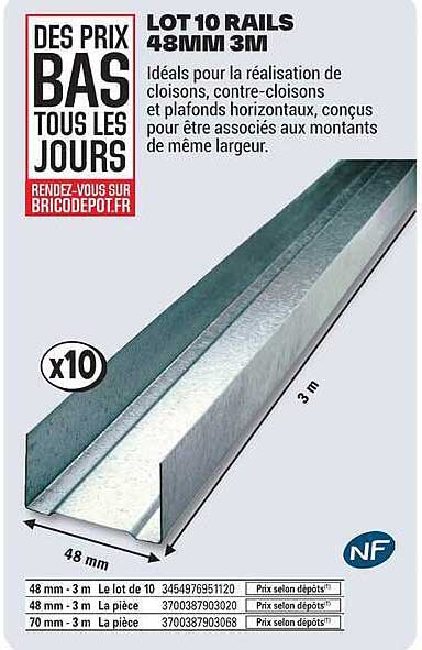 LOT 10 RAILS 48MM 3M