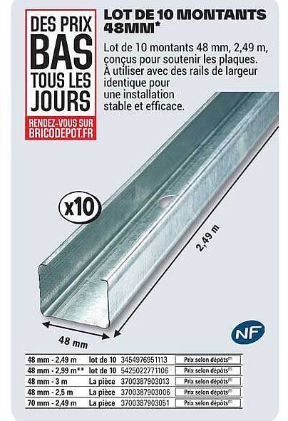 LOT DE 10 MONTANTS 48MM*
