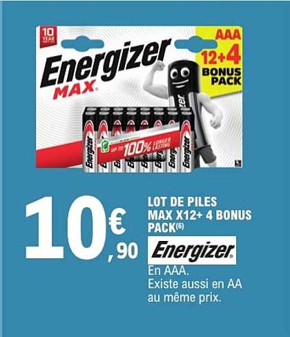 LOT DE PILES MAX X12+ 4 BONUS PACK