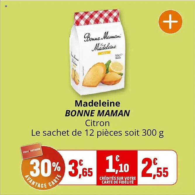 Madeleine BONNE MAMAN Citron Le sachet de 12 pièces soit 300 g