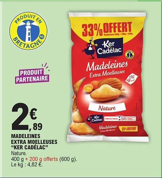 Madeleines extra moelleuses "Ker Cadélac" Nature.