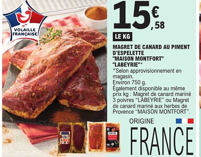 MAGRET DE CANARD AU PIMENT D'ESPELETTE "MAISON MONTFORT" "LABEYRIE"