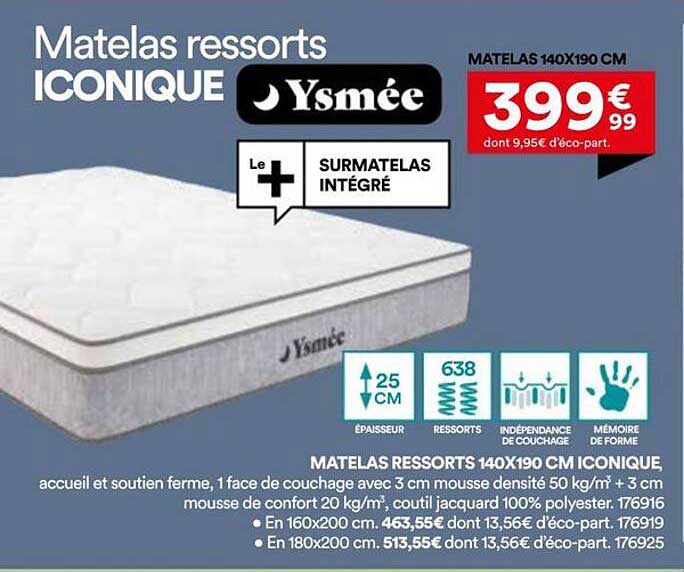 Matelas ressorts ICONIQUE Ysmée
