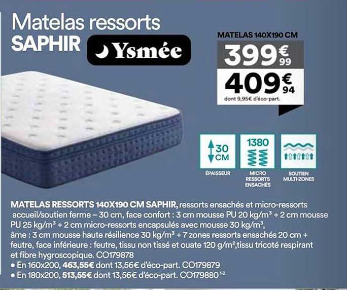 Matelas ressorts SAPHIR Ysmee
