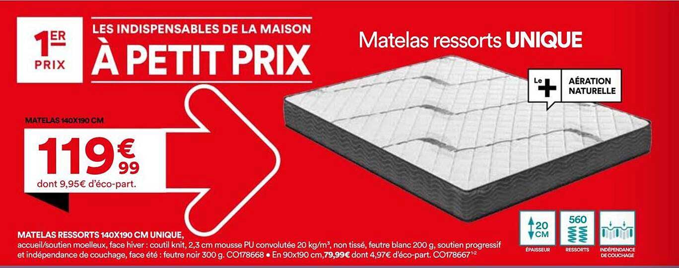 Matelas ressorts UNIQUE