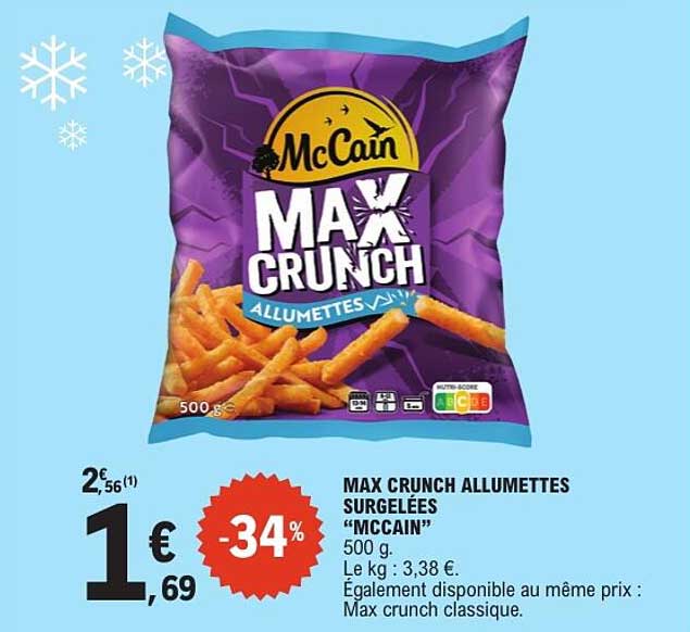 MAX CRUNCH ALLUMETTES SURGELÉES “MCCAIN” 500 g.