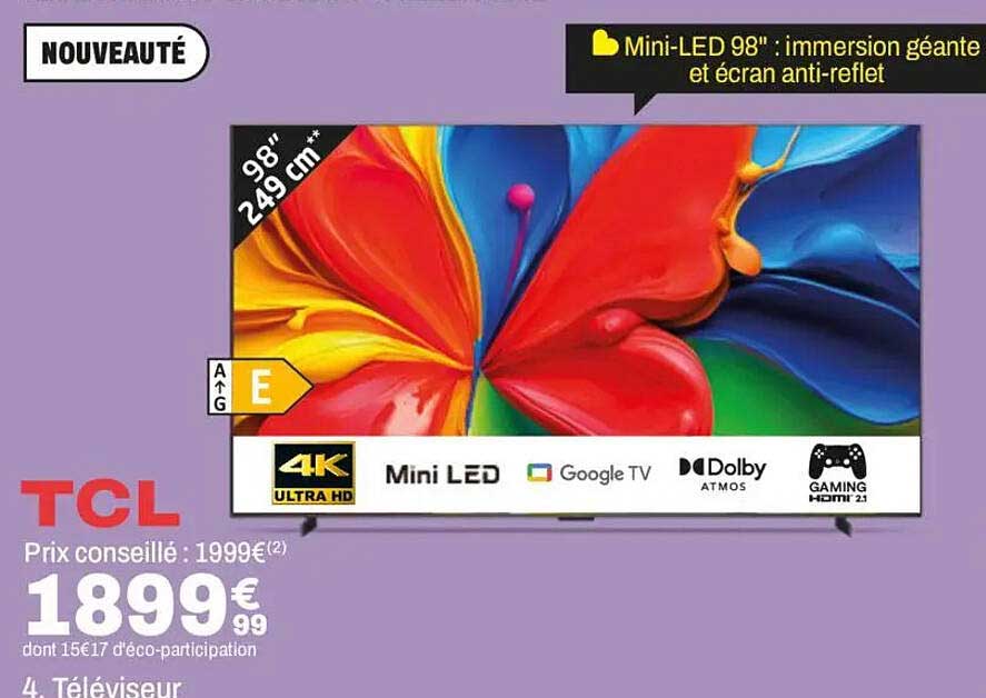 Mini-LED 98'' : immersion géante et écran anti-reflet