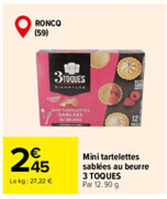 Mini tartelettes sablées au beurre 3 TOQUES
