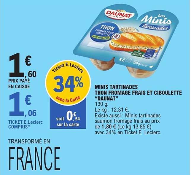 MINIS TARTINADES THON FROMAGE FRAIS ET CIBOULETTE “DAUNAT”