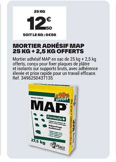 MORTIER ADHÉSIF MAP 25 KG + 2,5 KG OFFERTS