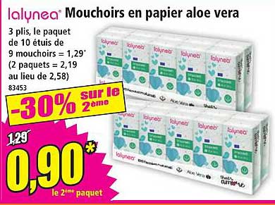 Mouchoirs en papier aloe vera