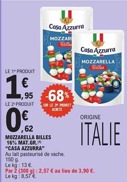 MOZZARELLA BILLES 16% MAT.GR.¹ “CASA AZZURRA”