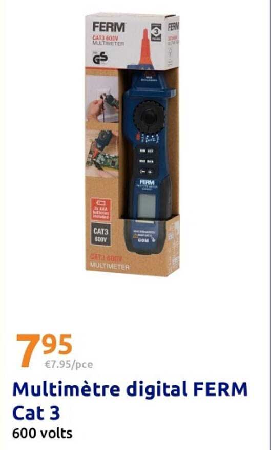 Multimètre digital FERM Cat 3 600 volts
