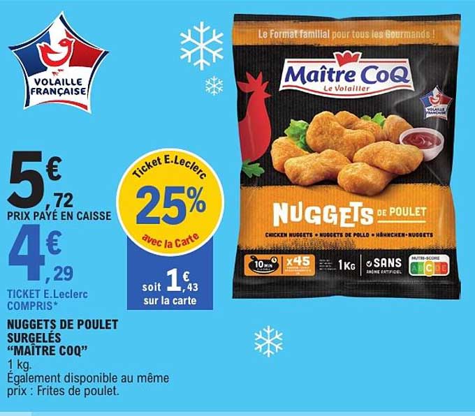 NUGGETS DE POULET SURGELÉS “MAÎTRE COQ”