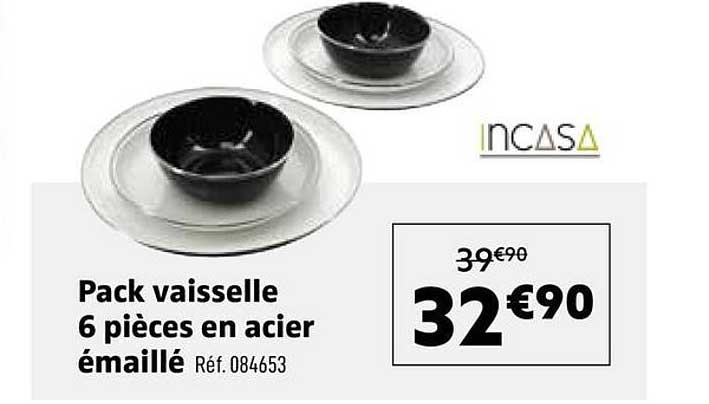 Pack vaisselle 6 pièces en acier émaillé Réf. 084653