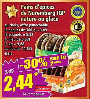 Pains d'épices de Nuremberg IGP nature ou glacé