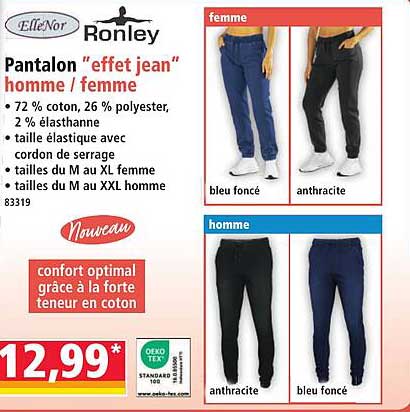 Pantalon "effet jean" homme / femme