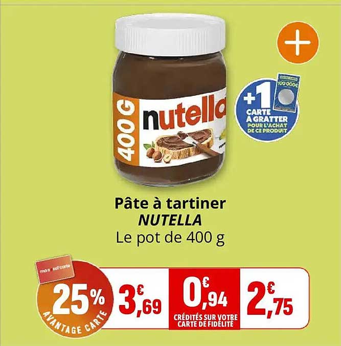Pâte à tartiner NUTELLA Le pot de 400 g
