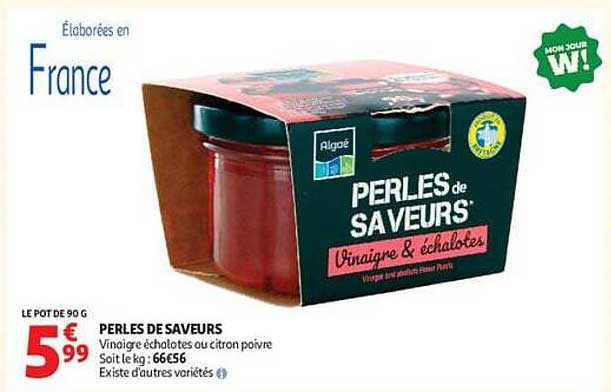 PERLES DE SAVEURS Vinaigre échalotes ou citron poivre