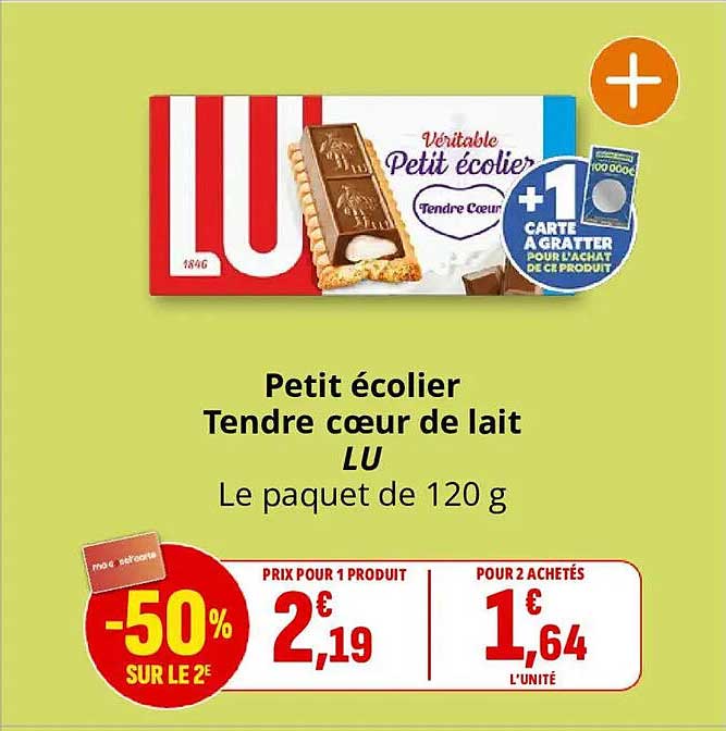 Petit écolier Tendre coeur de lait LU Le paquet de 120 g