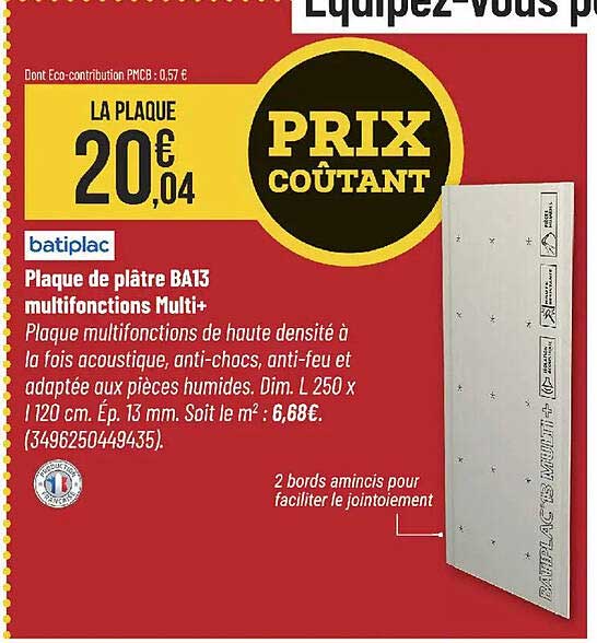Plaque de plâtre BA13 multifonctions Multi+