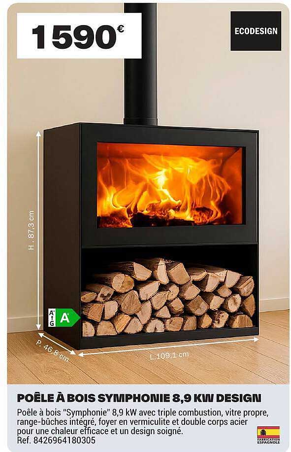 POÊLE À BOIS SYMPHONIE 8,9 KW DESIGN