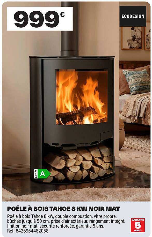 POÊLE À BOIS TAHOE 8 KW NOIR MAT