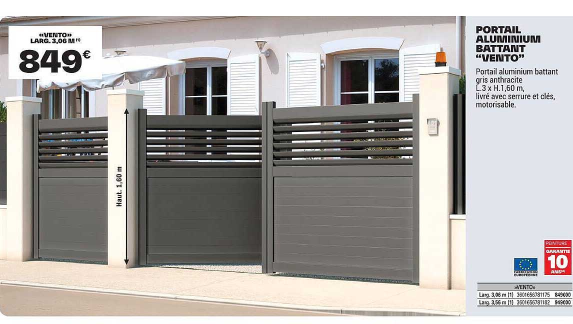 PORTAIL ALUMINIUM BATTANT "VENTO"