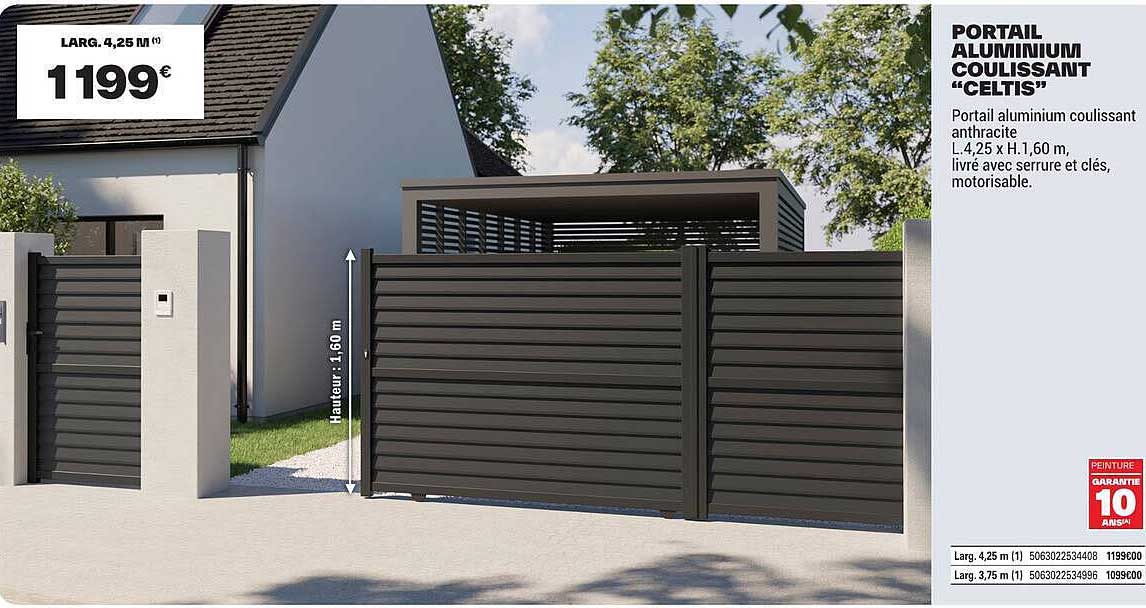 PORTAIL ALUMINIUM COULISSANT “CELTIS”