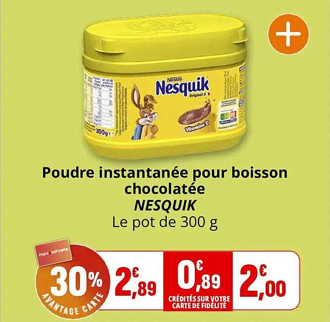 Poudre instantanée pour boisson chocolatée NESQUIK Le pot de 300 g