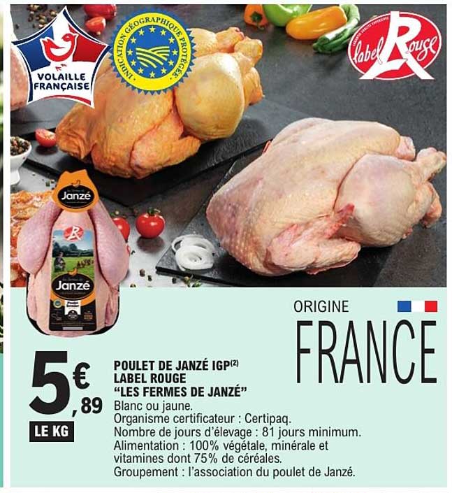 POULET DE JANZÉ IGP LABEL ROUGE “LES FERMES DE JANZÉ”