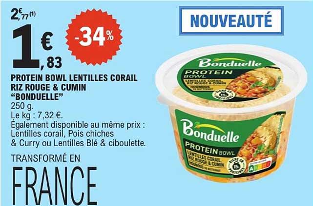 PROTEIN BOWL LENTILLES CORAIL RIZ ROUGE & CUMIN “BONDUELLE”