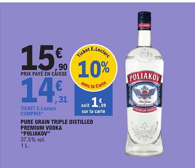 PURE GRAIN TRIPLE DISTILLED PREMIUM VODKA “POLIAKOV”