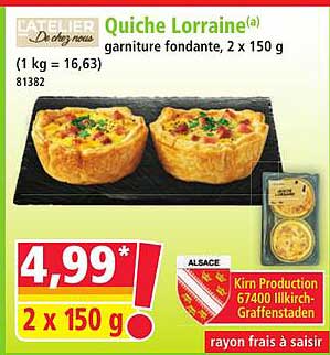 Quiche Lorraine(a) garniture fondante, 2 x 150 g