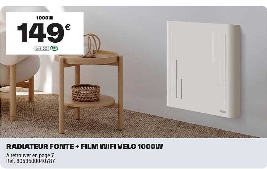 RADIATEUR FONTE + FILM WIFI VELO 1000W