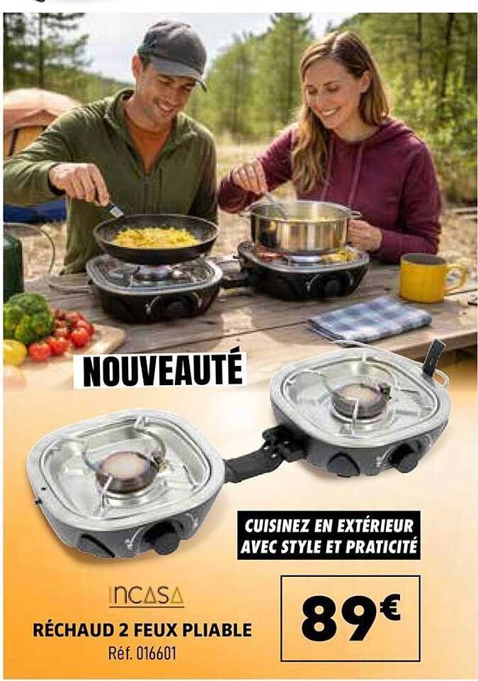 RÉCHAUD 2 FEUX PLIABLE