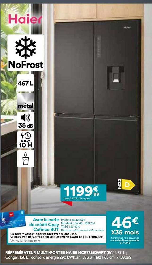 RÉFRIGÉRATEUR MULTI-PORTES HAIER HCR7818DWPT