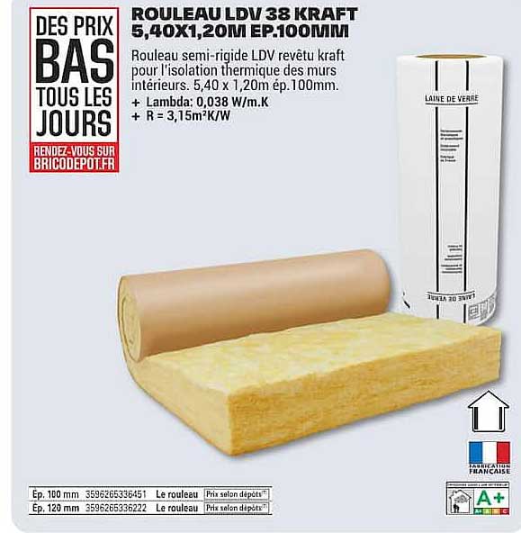 ROULEAU LDV 38 KRAFT 5,40X1,20M EP.100MM