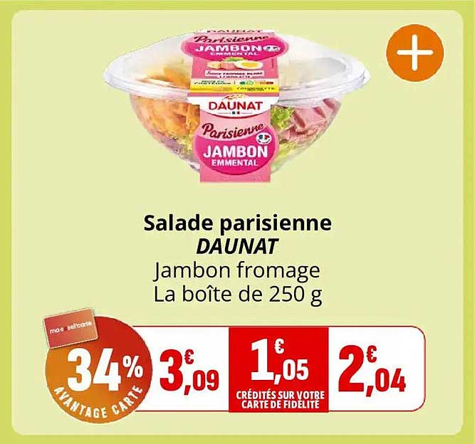 Salade parisienne DAUNAT Jambon fromage La boîte de 250 g