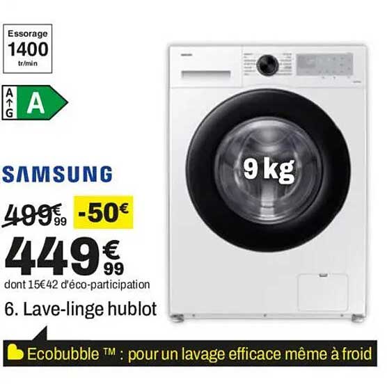 SAMSUNG -50€ 6. Lave-linge hublot Ecobubble™ : pour un lavage efficace même à froid