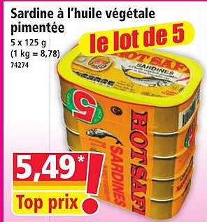 Sardine à l'huile végétale pimentée