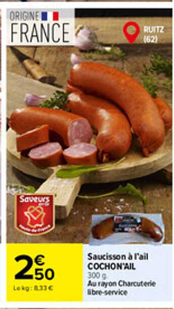 Saucisson à l’ail COCHON’AIL 300 g