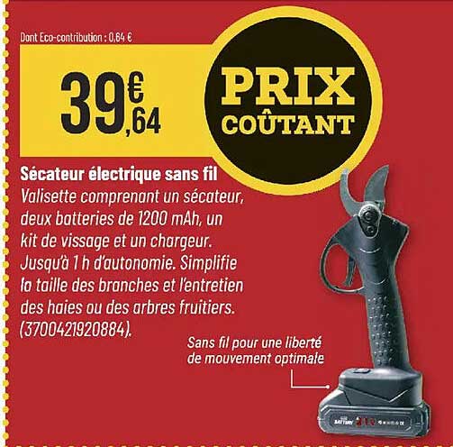 Sécateur électrique sans fil