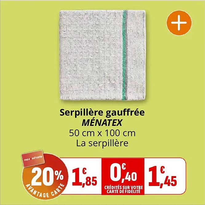 Serpillère gauffrée MÉNATEX 50 cm x 100 cm La serpillère